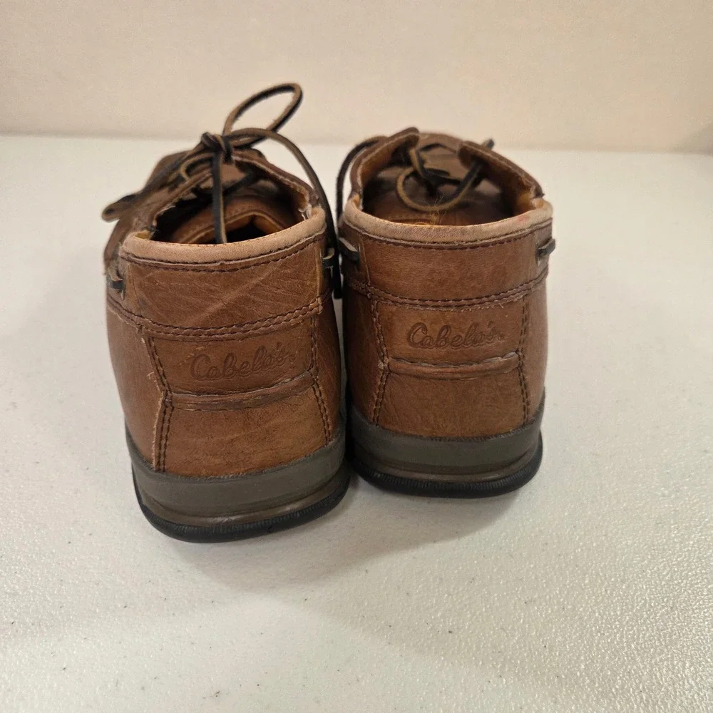 Cabela's Mens Brown Leather Boat Shoes Moc Toe Loafers 12D 82-4788 CS2723
